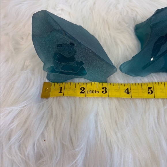 Elegant Teal Glass Art Pieces 1988 Olympics - Picture 6 of 9